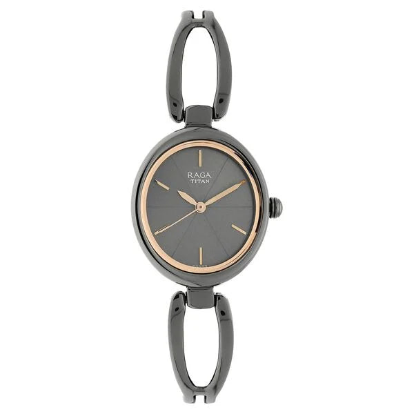 Titan Raga Viva Anthracite Dial Women Watch With Metal Strap nt2579qm01 Women's Watch