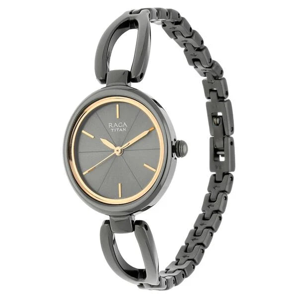 Titan Raga Viva Anthracite Dial Women Watch With Metal Strap nt2579qm01 Women's Watch