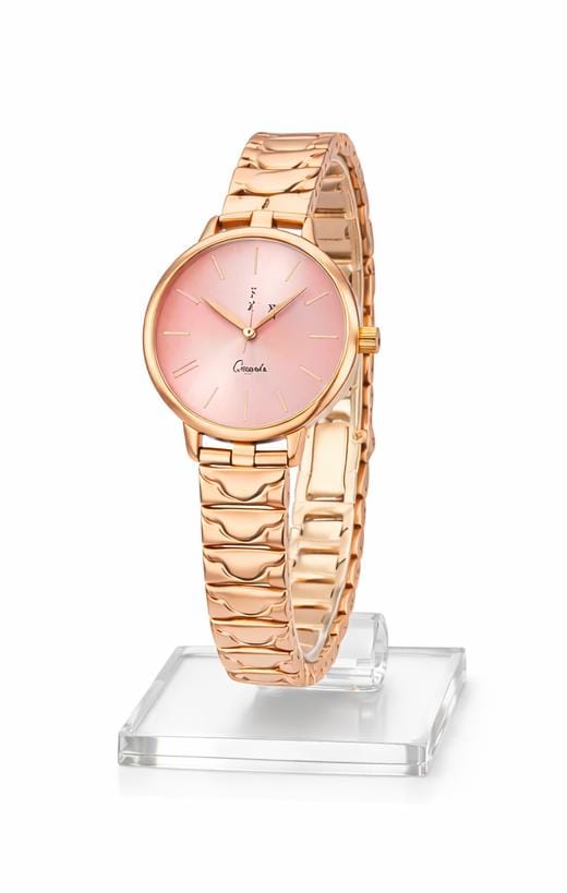 Rose Gold Elegance – Women’s Minimalist Watch Designed With Sunburst Dial And Sleek Metallic Bracelet