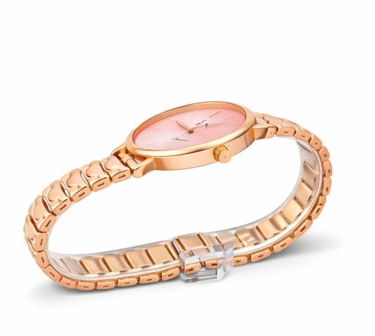 Rose Gold Elegance – Women’s Minimalist Watch Designed With Sunburst Dial And Sleek Metallic Bracelet