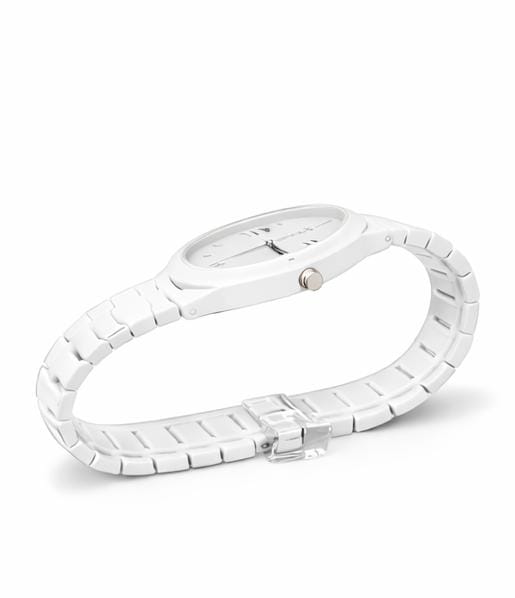 SABR Classic White Arabic numerals And A Sleek White Bracelet Dial Watch