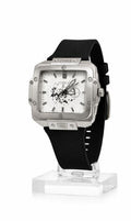 FOBRAS Urban Square Silver Dial Watch with Black Strap