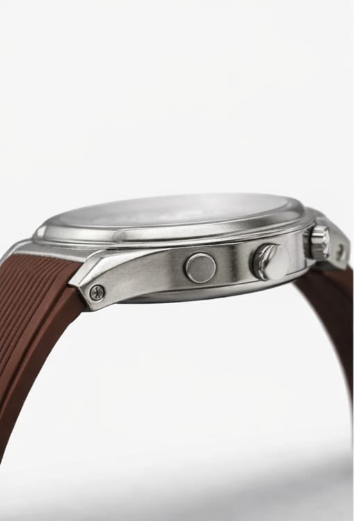 Robras Premium Skeleton Chronograph Watch – Brown Strap Edition