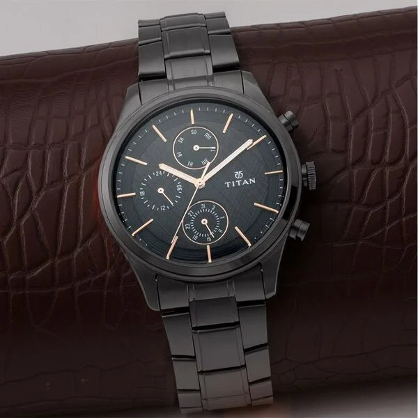 Titan Workwear Multifunction Black Round Dial Watch For Men nt1805nm01