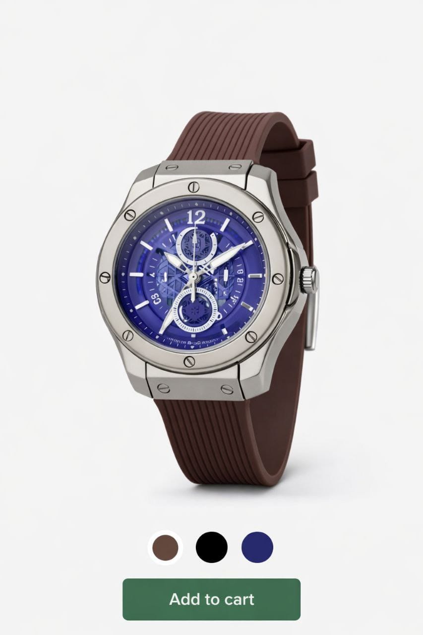 Robras Premium Skeleton Chronograph Watch – Brown Strap Edition